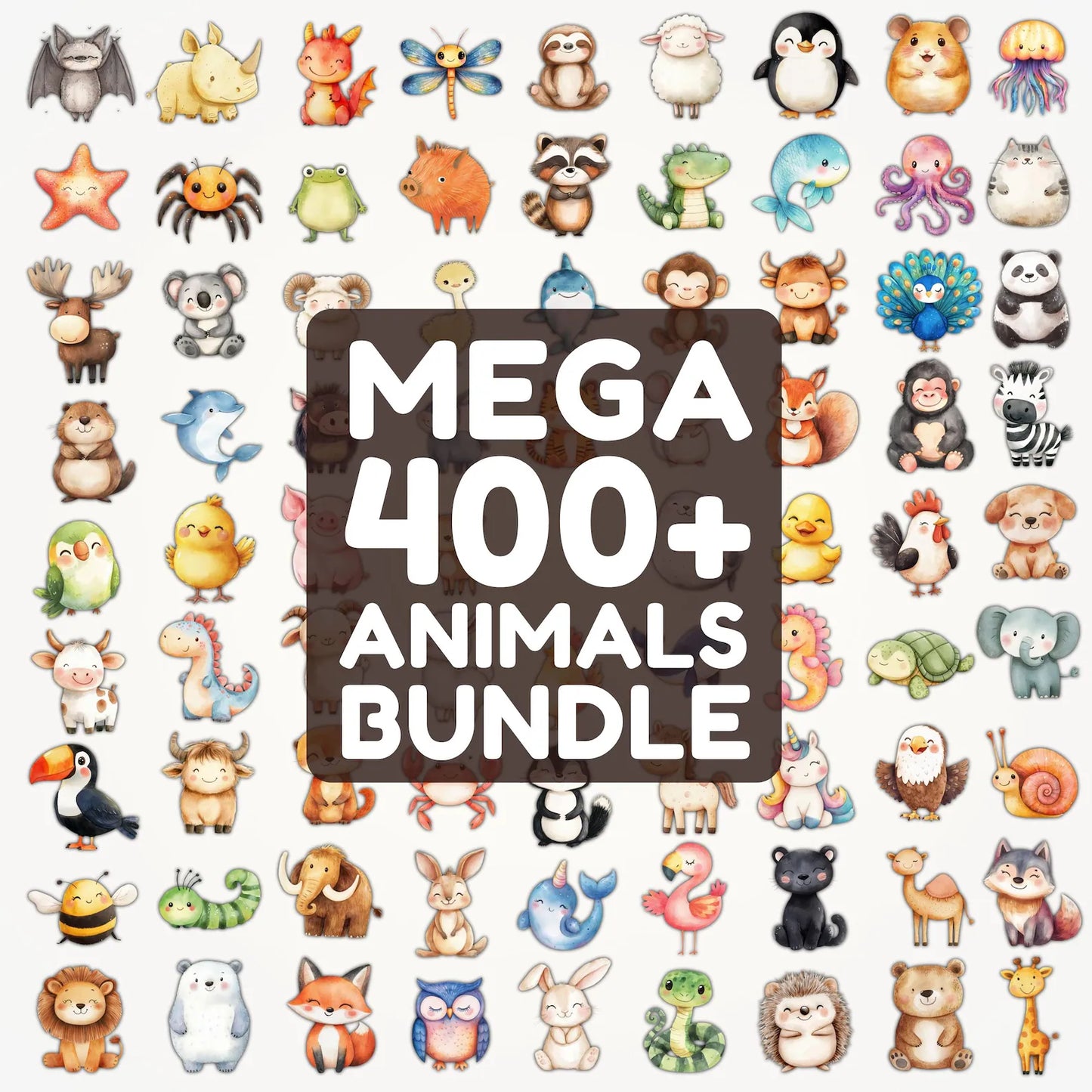 400 Cute Animals PNG Bundle - Baby Animal Clipart