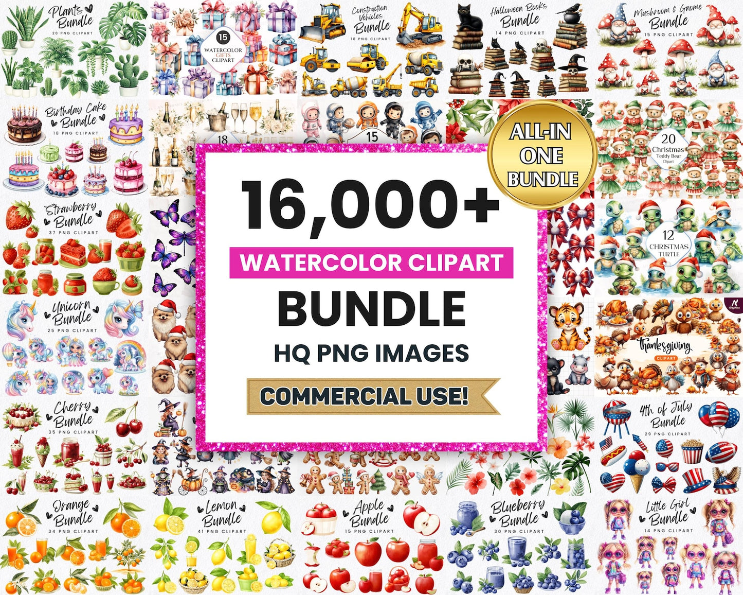 16000+ Watercolor Clipart Mega Bundle
