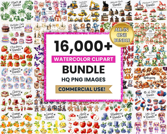 16000+ Watercolor Clipart Mega Bundle
